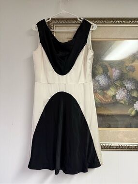Paula Hian Black & White Sleeveless A-Line Mini Dress